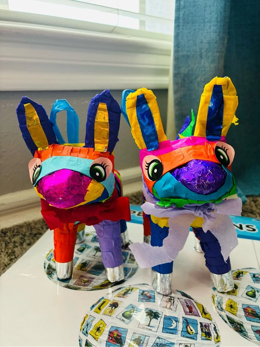 Colorful Mini Piñata Pair - Rainbow Fiesta Decor
